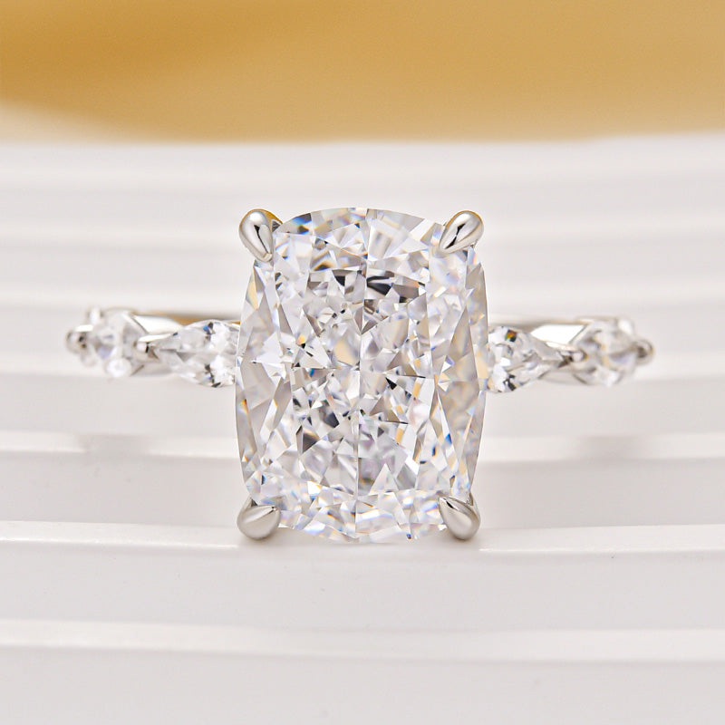 Vintage 5.5Ct Cushion Cut Engagement Ring In Sterling Silver For Women - louilyjewelry