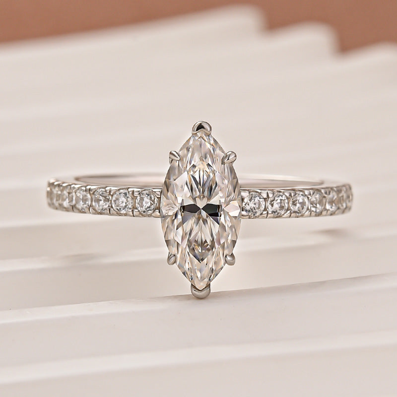 Louily Moissanite 1.0~4.0 Ct Marquise Cut Engagement Ring For Women