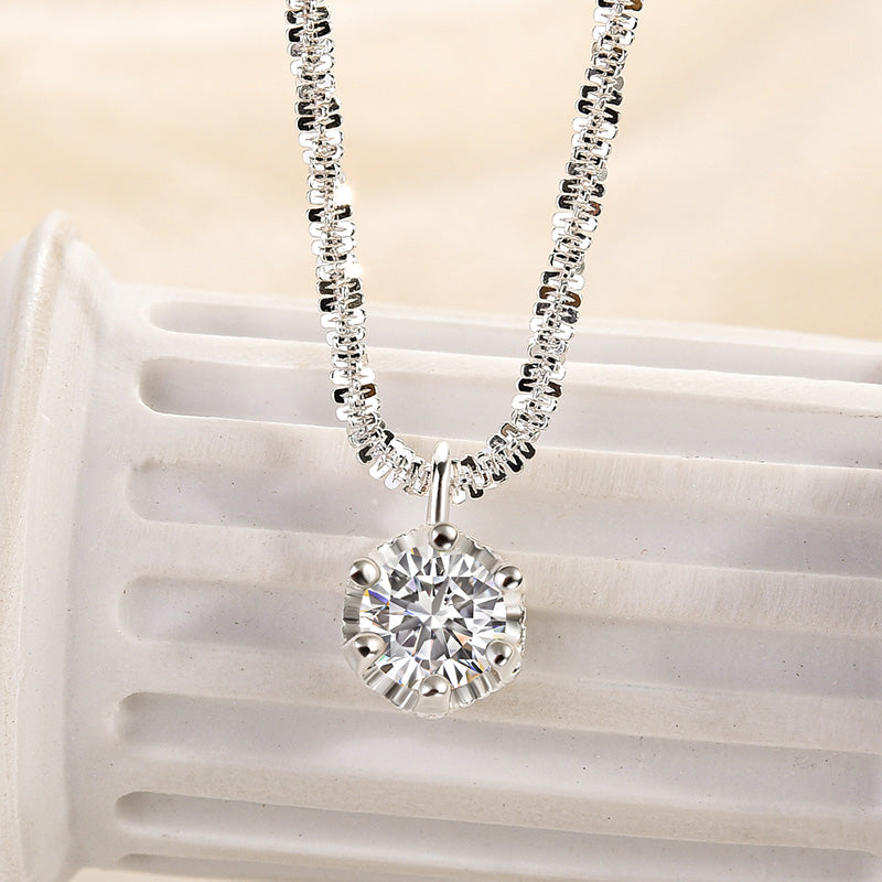 Louily Moissanite Starry Sky Sparkling Round Cut Pendant Necklace - louilyjewelry
