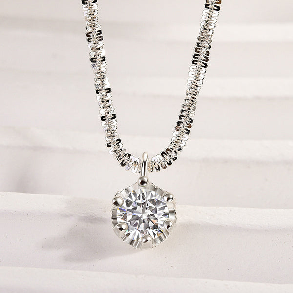 Louily Starry Sky Sparkling Round Cut Moissanite Pendant Necklace