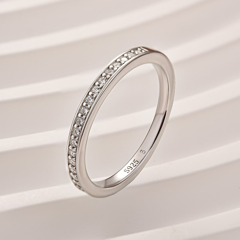 Moissanite 0.5Ct Channel Set Round Cut Wedding Ring In 925 Sterling Silver