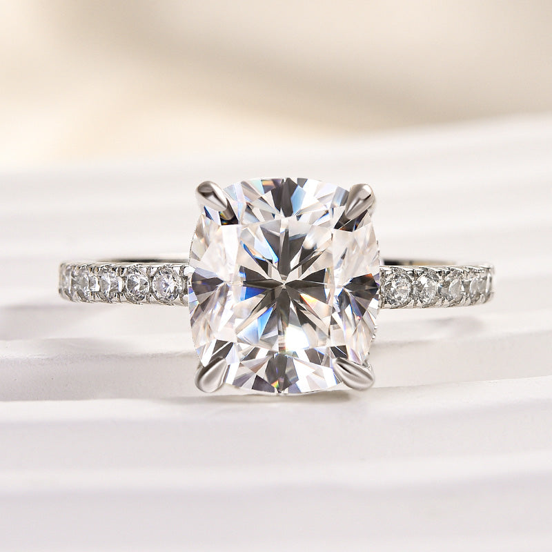 Louily Moissanite 3.0 Ct Cushion Cut Engagement Ring For Women - louilyjewelry