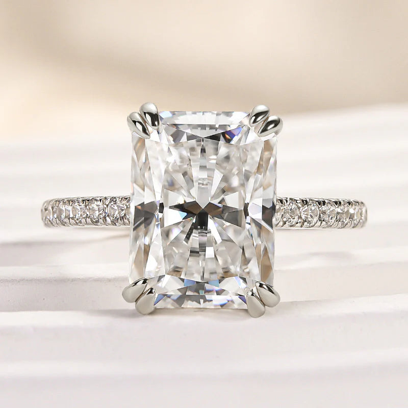 Louily 4.5 Carat Moissanite  Radiant Cut  Engagement Ring - louilyjewelry