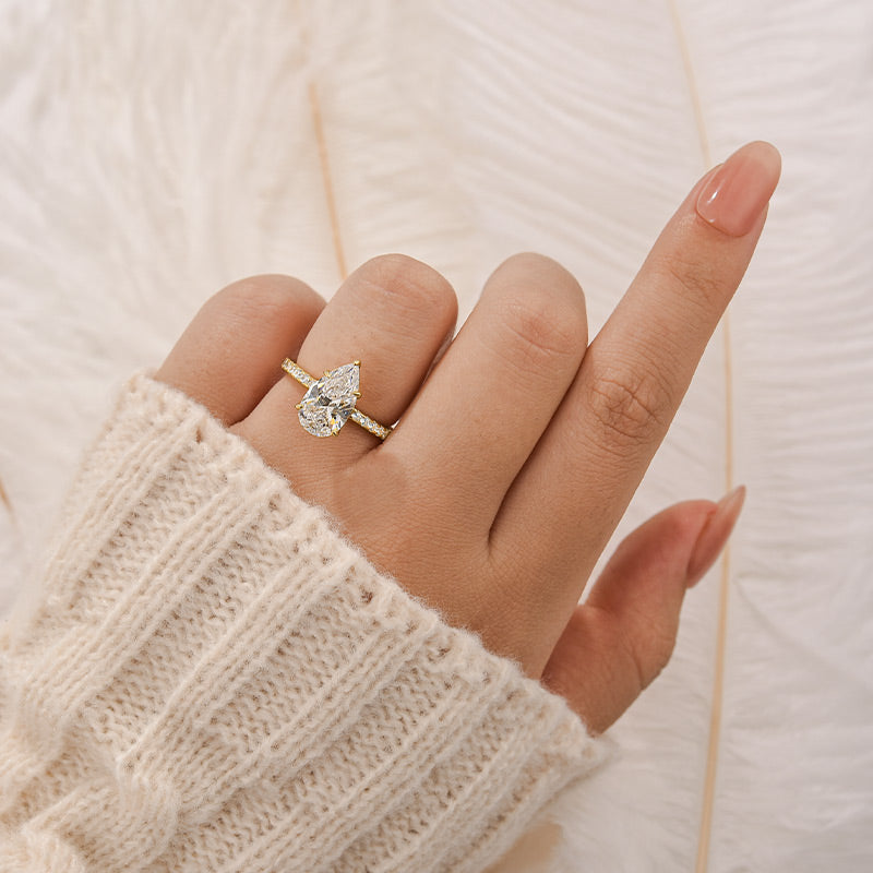 3.0Ct Pear Cut Engagement Ring Travel Ring In Sterling Silver