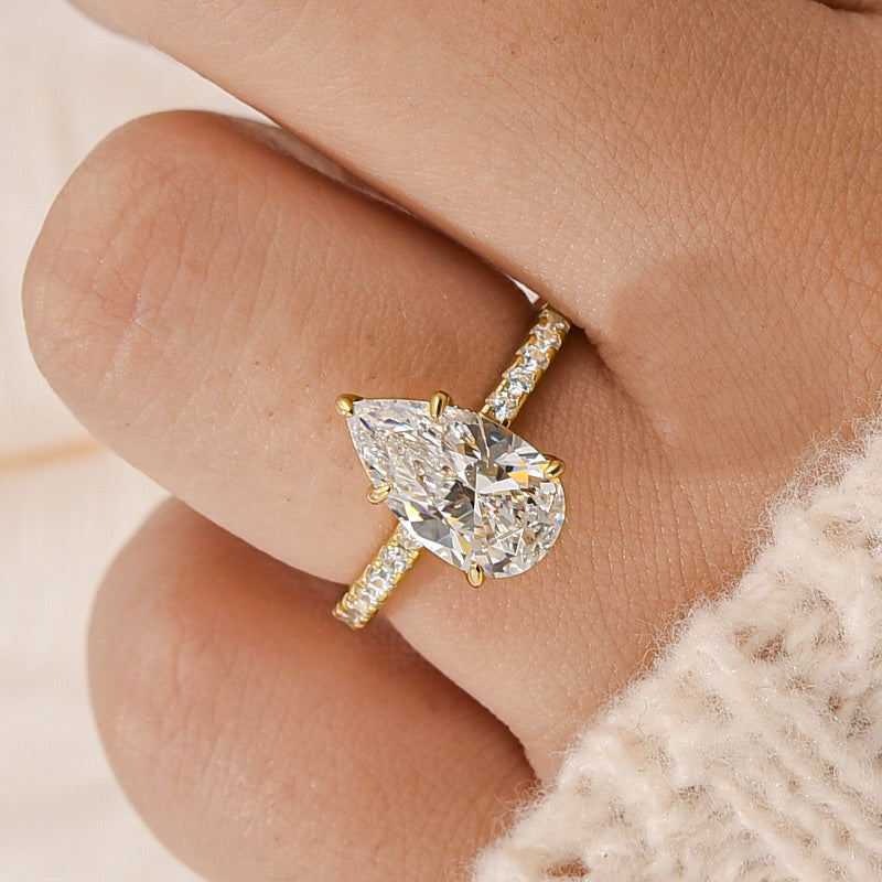 3.0Ct Pear Cut Engagement Ring Travel Ring In Sterling Silver