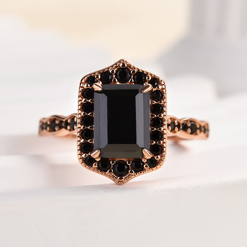 Louily Attractive Rose Gold Radiant Cut Engagement Ring - louilyjewelry