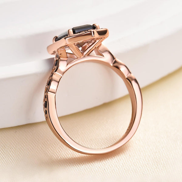 Louily Attractive Rose Gold Radiant Cut Engagement Ring