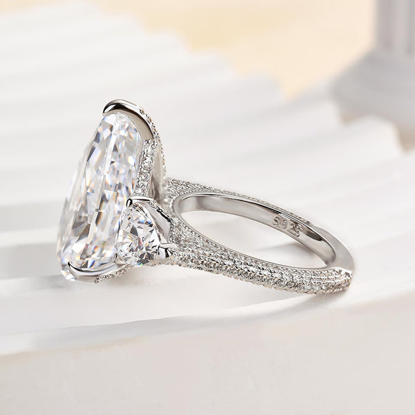 Louily Stunning Pear Cut Three Stone Engagement Ring