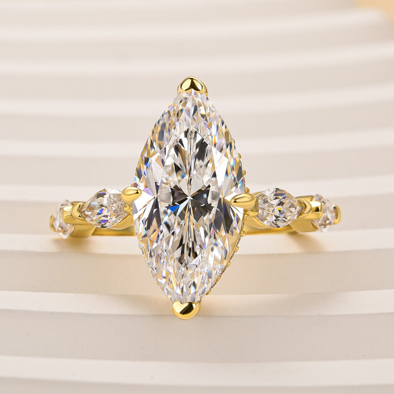 Louily Marquise Cut Engagement Ring For Women In Sterling Silver - louilyjewelry