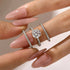 2.0Ct round cut three-piece wedding ring set close-up