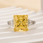 Louily Dazzling Yellow Stone Radiant Cut Three Stone Engagement Ring In Sterling Silver - louilyjewelry