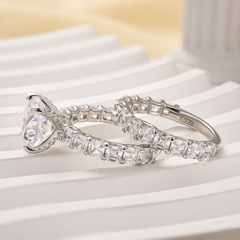 Louily Luxury Round Cut Wedding Ring Set - louilyjewelry