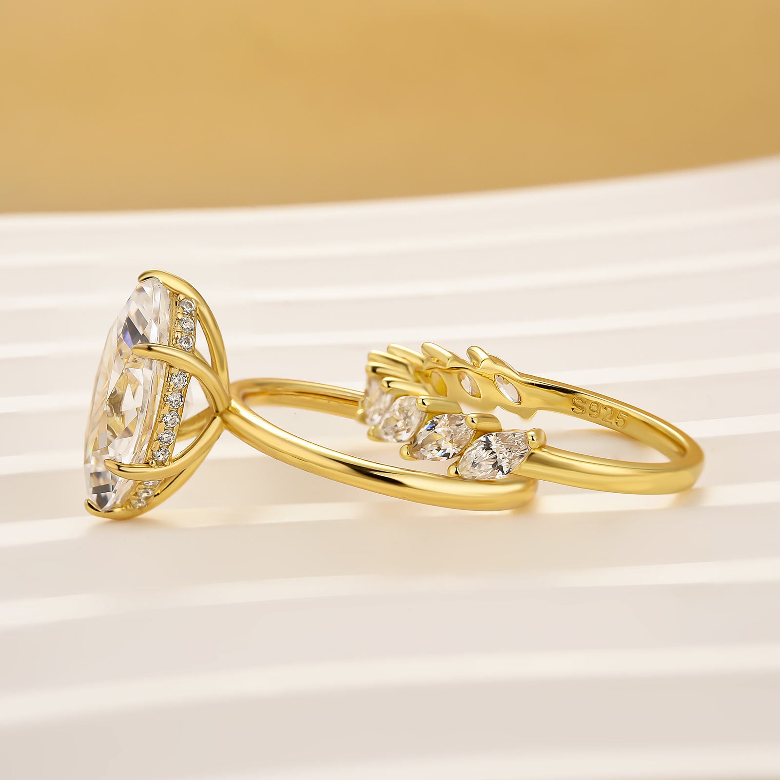 4.0 Ct Simulated Diamond Marquise Cut Wedding Ring For Travel With Eternity Wedding Band