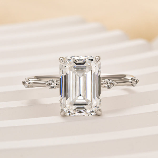 Louily Unique Emerald Cut Engagement Ring For Women