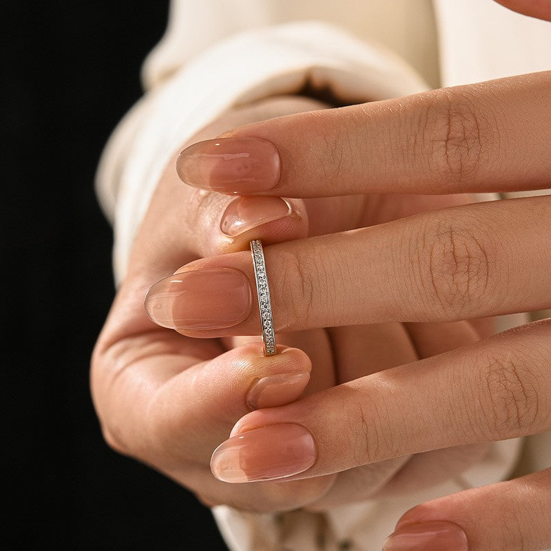 Moissanite 0.5Ct Channel Set Round Cut Wedding Ring In 925 Sterling Silver