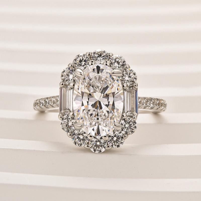 Louily Beautiful Halo Oval Cut Engagement Ring For Women - louilyjewelry