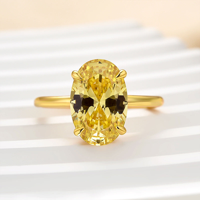 Louily Unique Yellow Stone 3.5 Carat Oval Cut Engagement Ring - louilyjewelry