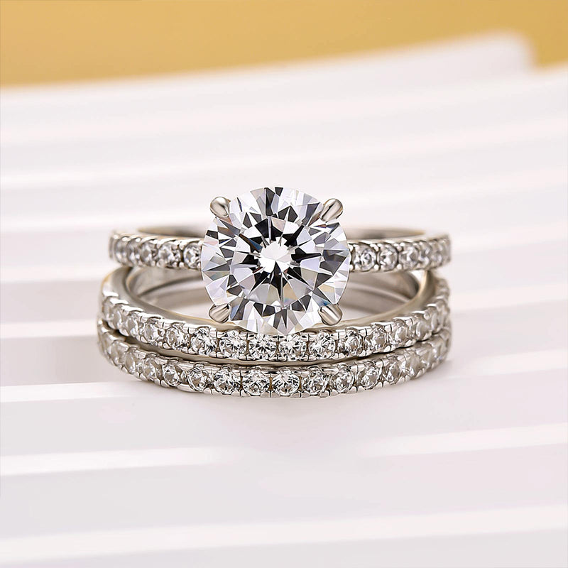 Louily Elegant Round Cut 3PC Wedding Ring Set In Sterling Silver - louilyjewelry