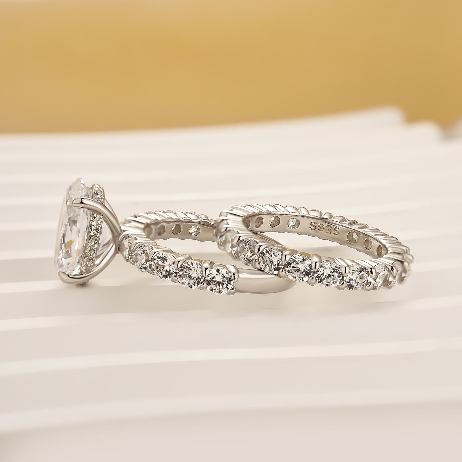 4.0Ct Oval Cut Simulated Diamond Promise Ring For Her With Eternity Wedding Band