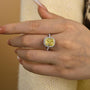 Louily Noble Halo Cushion Cut Yellow Stone Engagement Ring - louilyjewelry