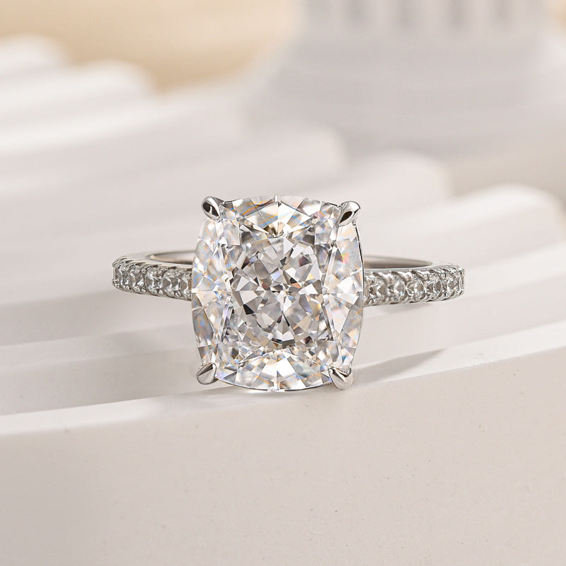 Louily Exclusive Cushion Cut Women's Engagement Ring In Sterling Silver - louilyjewelry