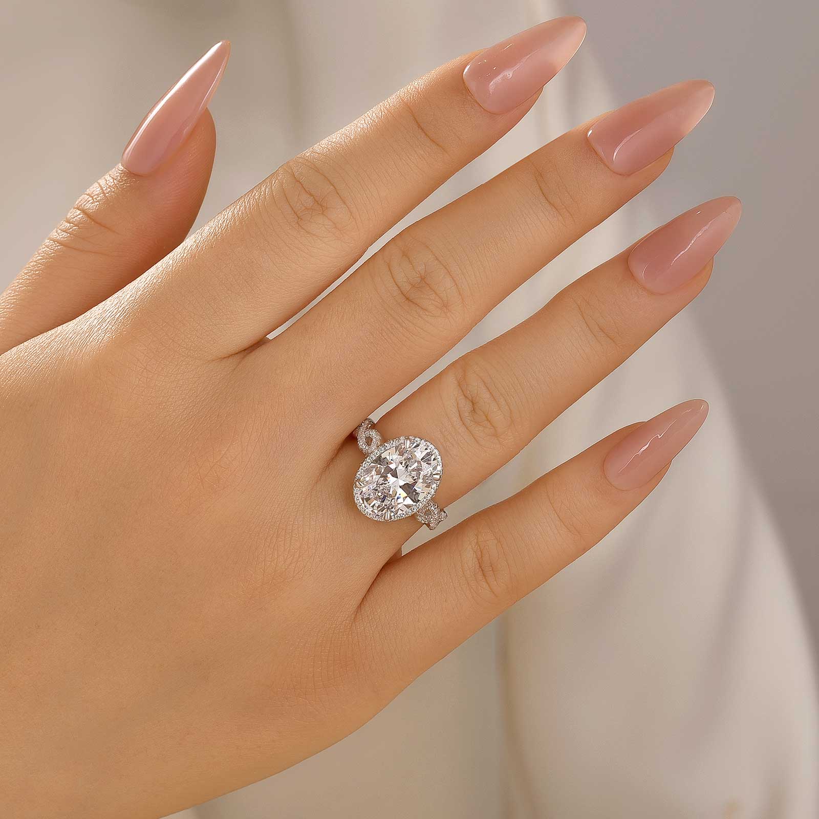 4.5Ct Oval Cut Twist Engagement Ring Travel Rings In Sterling Silver - louilyjewelry