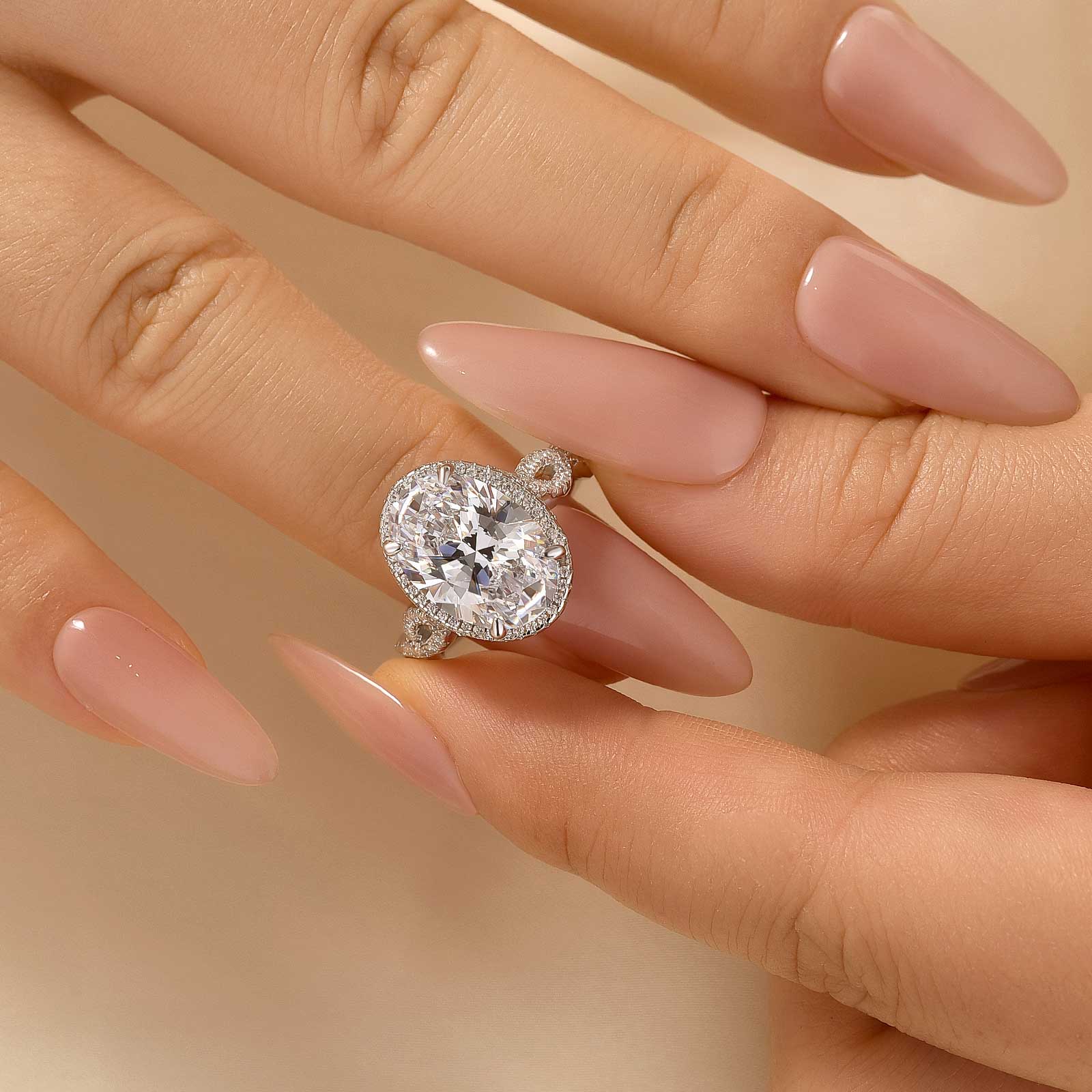 4.5Ct Oval Cut Twist Engagement Ring Travel Rings In Sterling Silver - louilyjewelry