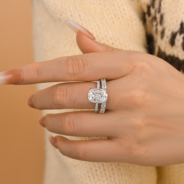 Louily Excellent Crushed Ice Cushion Cut Wedding Set