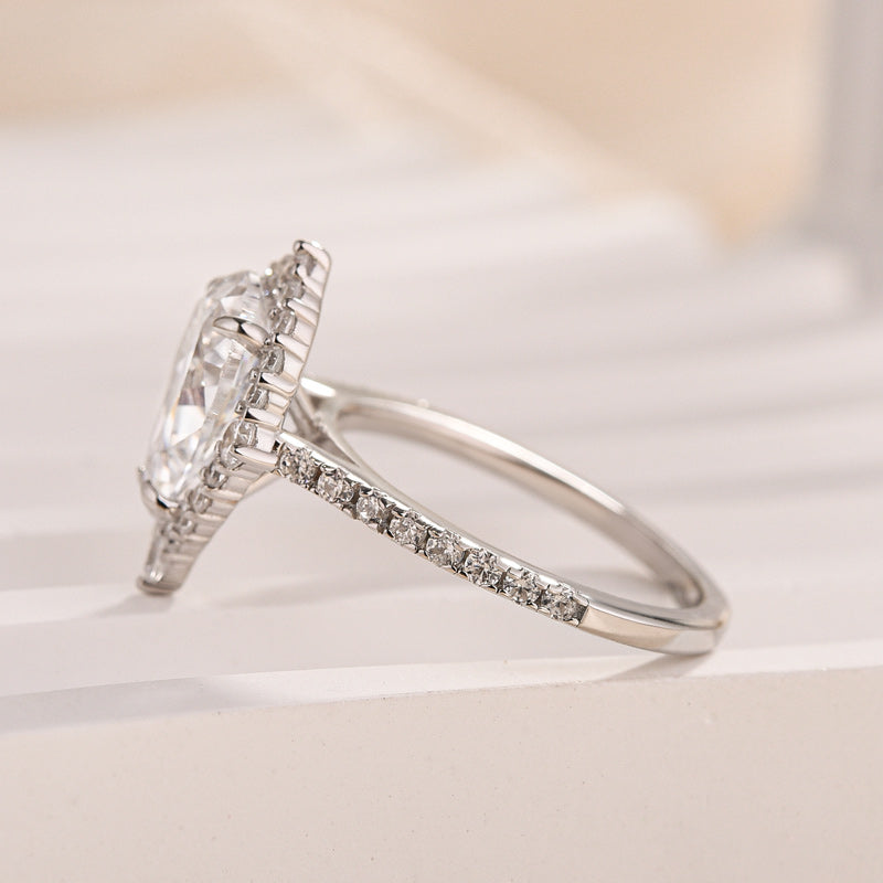 Louily Exquisite 2.2 Carat Halo Pear Cut Rose Gold Engagement Ring In Sterling Silver - louilyjewelry