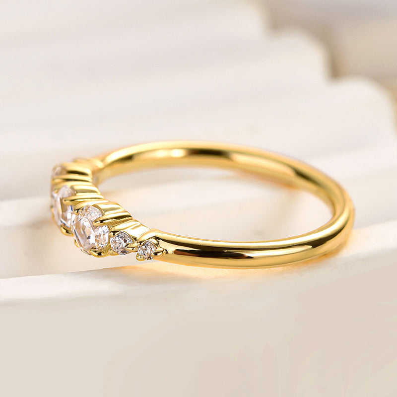 Louily Chic Yellow Gold Asscher Cut Wedding Band - louilyjewelry