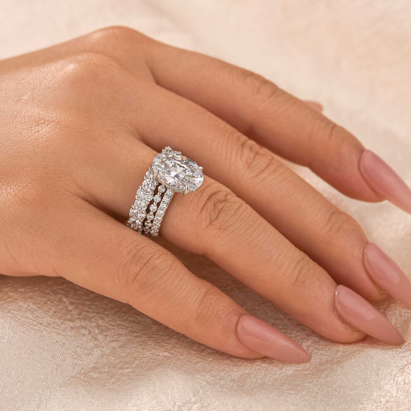 Louily Timeless Oval Cut 3PC Ring Set