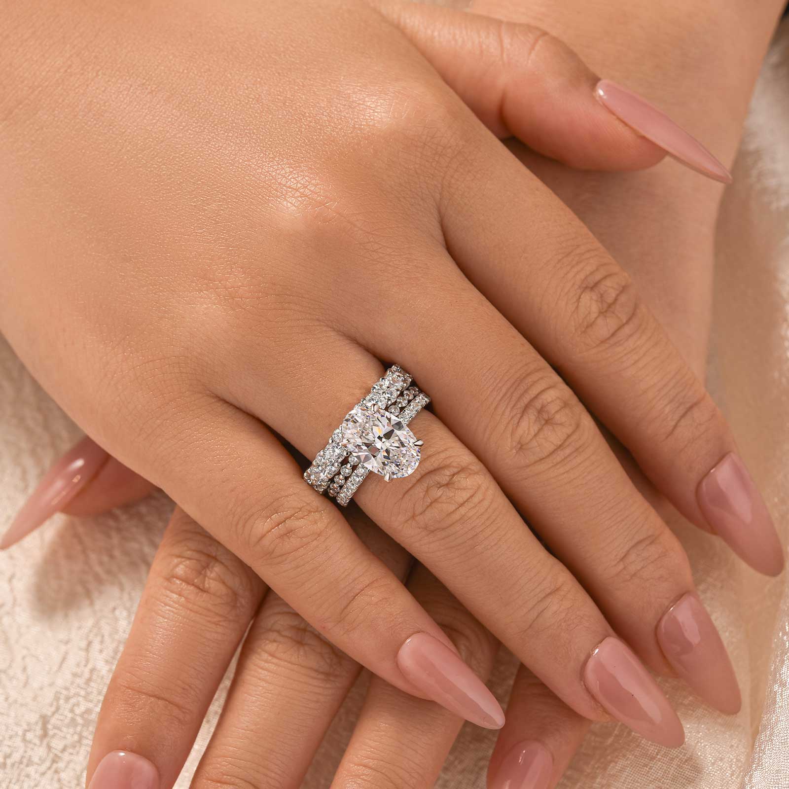 Louily Timeless Oval Cut 3PC Ring Set