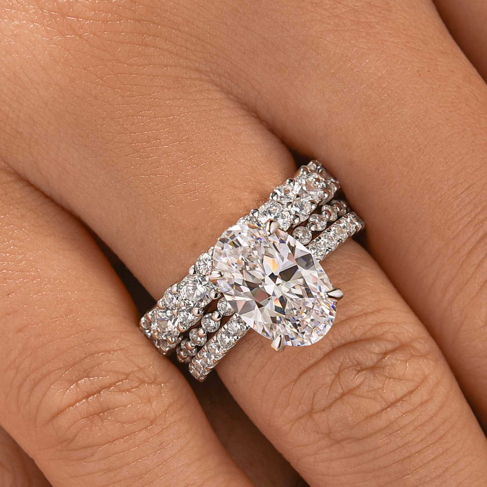 Louily Timeless Oval Cut 3PC Ring Set