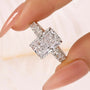 S925 5.0Ct Radiant Cut Side Stone White Gold Engagement Ring For Woman - louilyjewelry