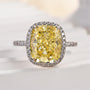 Louily Noble Halo Cushion Cut Yellow Stone Engagement Ring - louilyjewelry