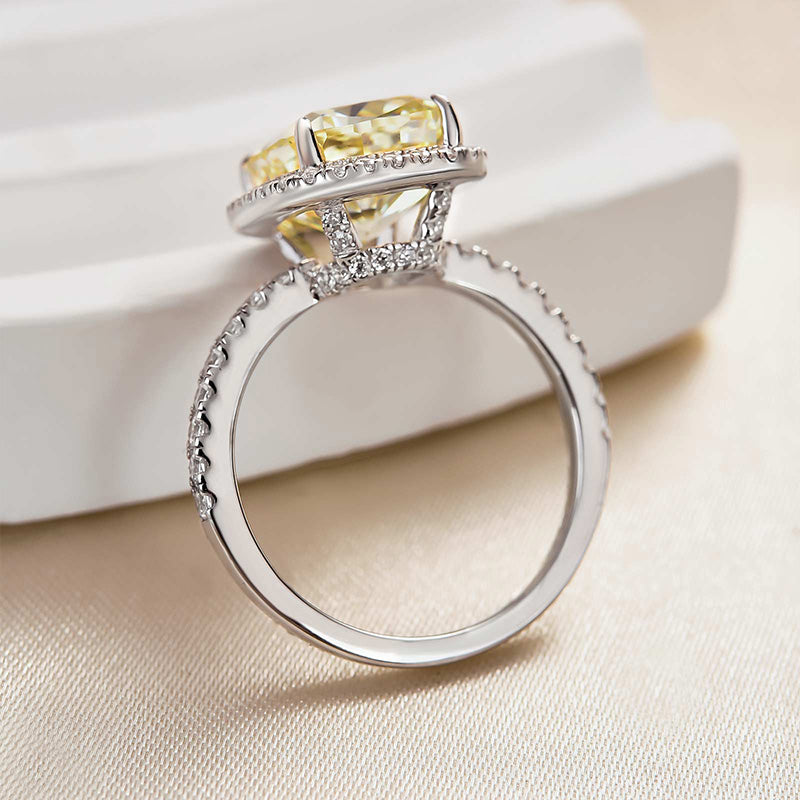 Louily Noble Halo Cushion Cut Yellow Stone Engagement Ring - louilyjewelry