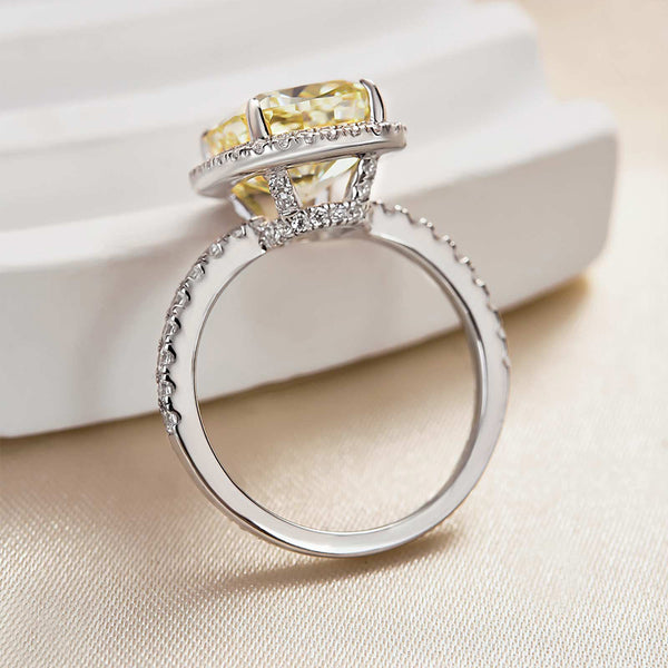 Louily Noble Halo Cushion Cut Yellow Stone Engagement Ring