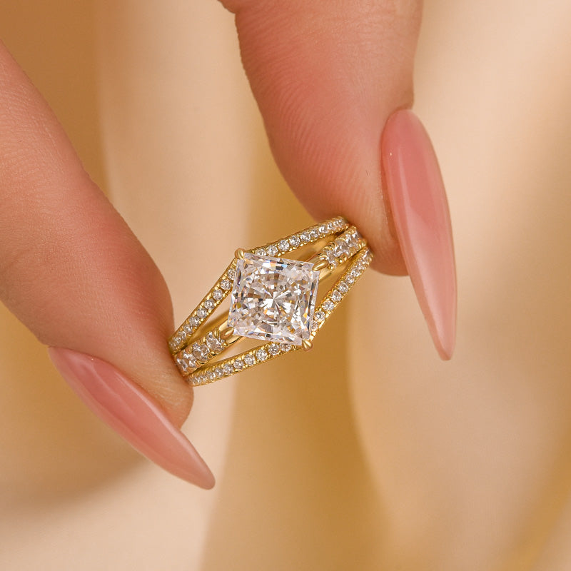 Louily Special Square Princess Cut Engagement Ring In Sterling Silver - louilyjewelry