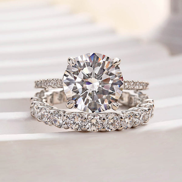 Louily Noble Round Cut Wedding Ring Set