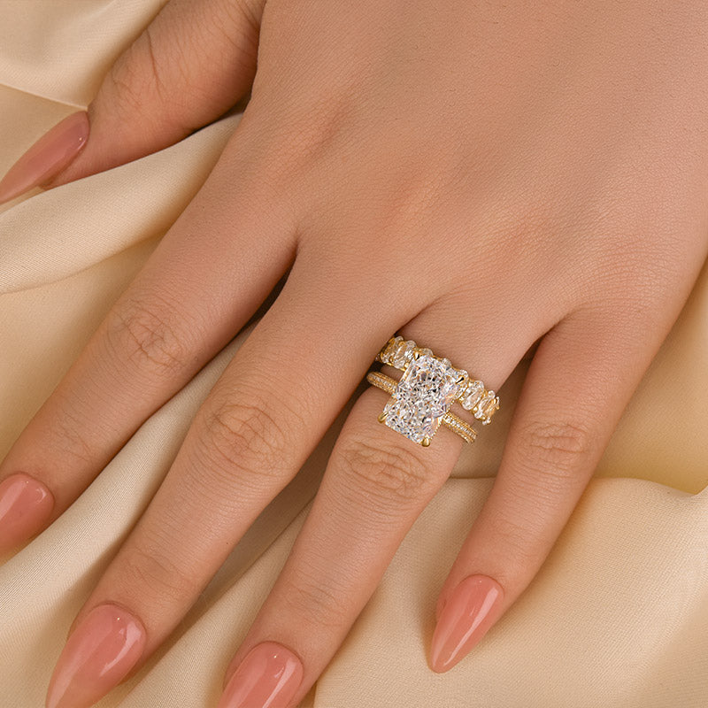Louily Luxurious Elongated Radiant Cut Wedding Ring Set - louilyjewelry