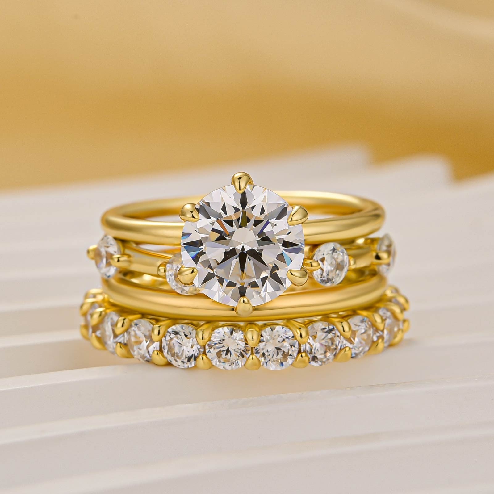 4PC 2.0Ct Round Cut Wedding Ring Set In Sterling Silver