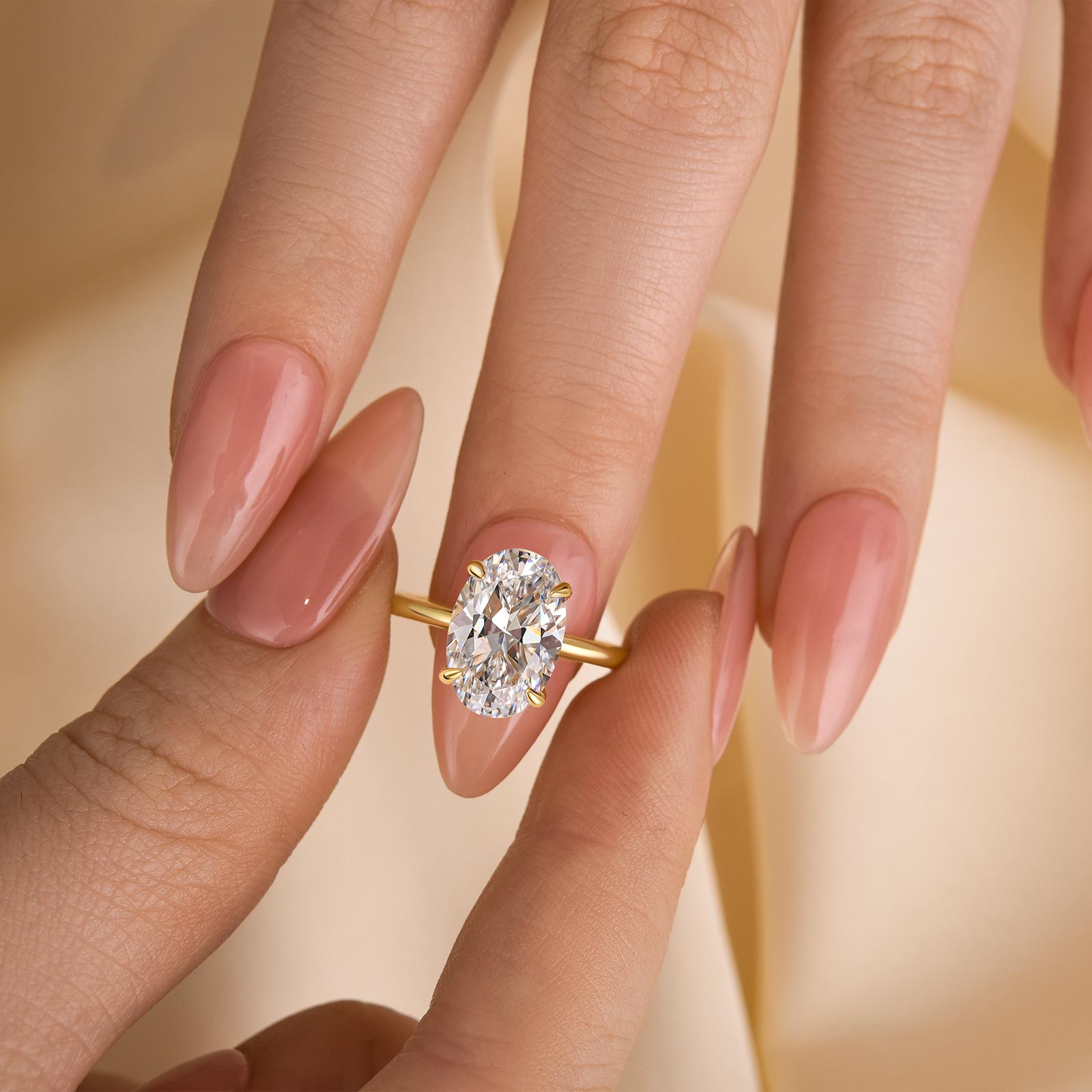 Louily Yellow Gold 3.5 Carat Oval Cut Solitaire Engagement Ring In Sterling Silver - louilyjewelry