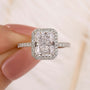 Louily Halo Radiant Cut White Sapphire Simulated Diamond Engagement Ring - louilyjewelry