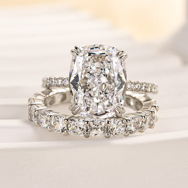 Louily Excellent Crushed Ice Cushion Cut Wedding Set