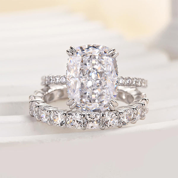 Louily Excellent Crushed Ice Cushion Cut Wedding Set