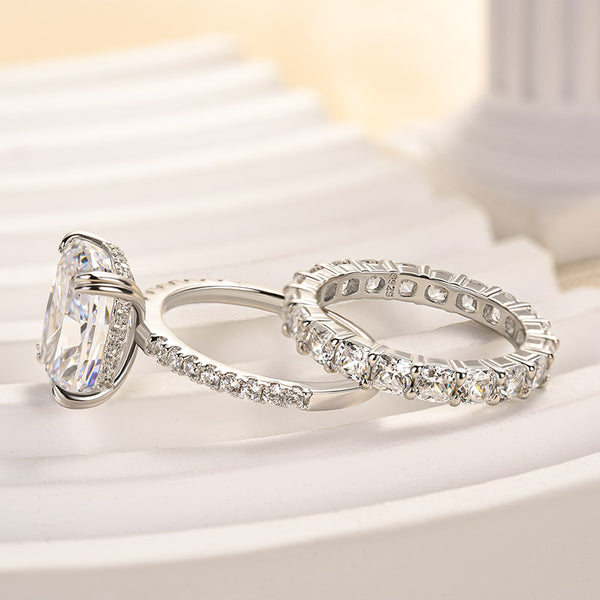 Louily Excellent Crushed Ice Cushion Cut Wedding Set