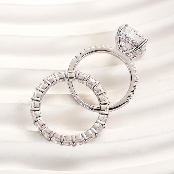 Louily Excellent Crushed Ice Cushion Cut Wedding Set