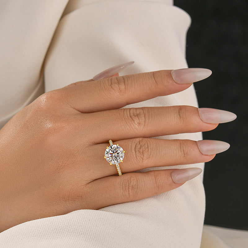 Louily 2.0~4.0 Carat Moissanite 6 Prong Round Cut Engagement Ring