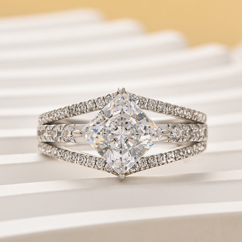 Louily Special Square Princess Cut Engagement Ring In Sterling Silver - louilyjewelry