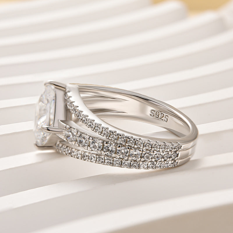 Louily Special Square Princess Cut Engagement Ring In Sterling Silver - louilyjewelry